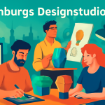 Die bildliche Darstellung von 3 Menschen bei einem Kunst-Workshop - Erstellt mit AI Prompt.